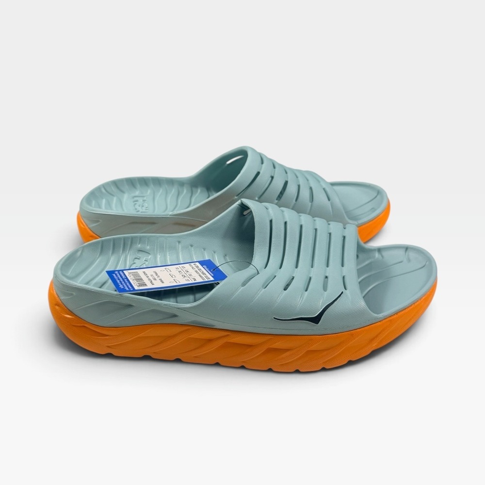 Hoka One One Ora Recovery Slide Womens 10 Blue Haze Marigold 1099674 BHBM New